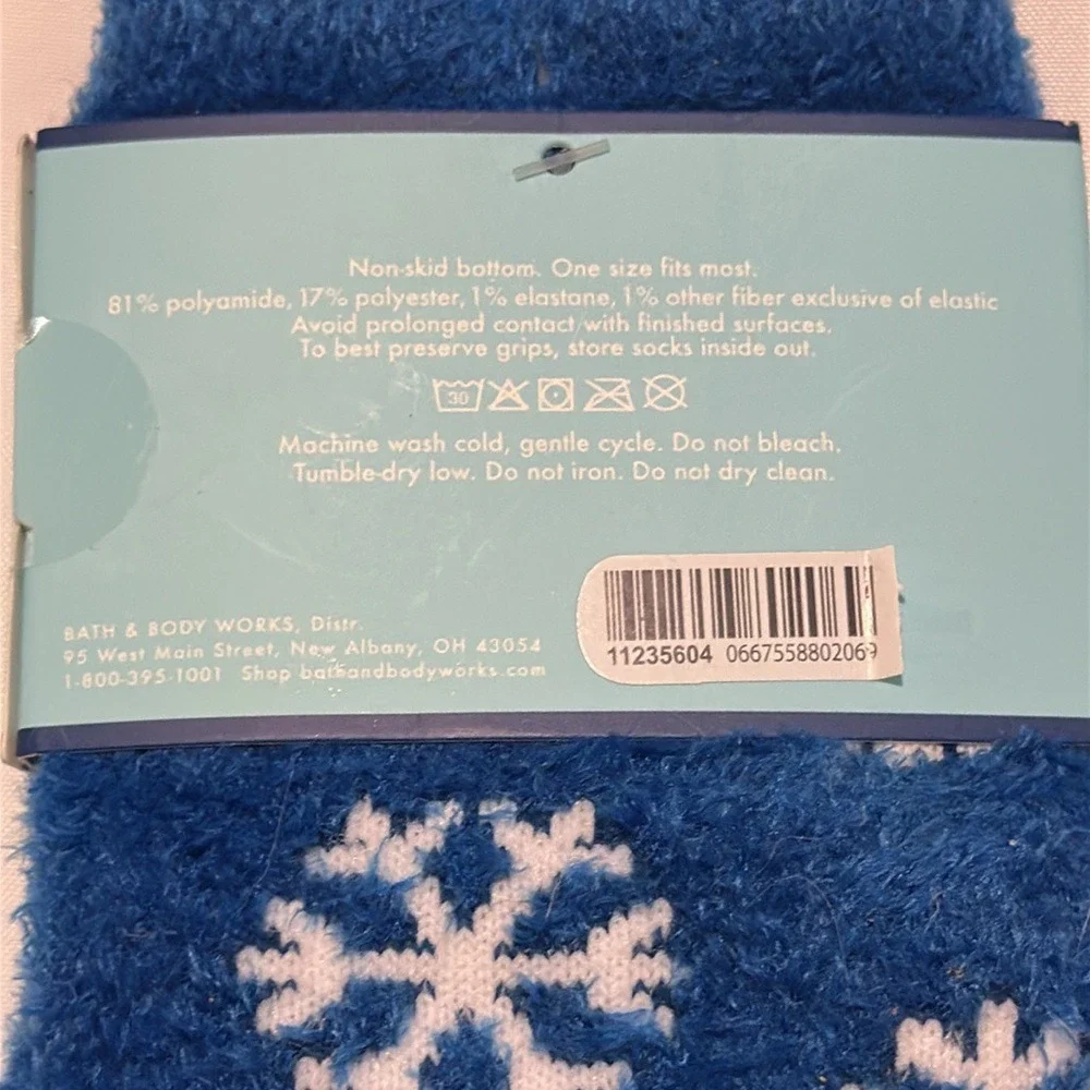 Bath & Body Works Hanukkah Shea Infused Lounge Socks Blue Menorah Snowflake NEW
